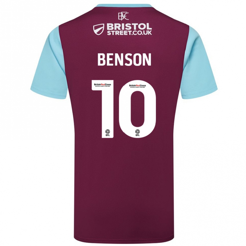 Hombre Fútbol Camiseta Benson Manuel #10 Borgoña Azul Cielo 1ª Equipación 2024/25