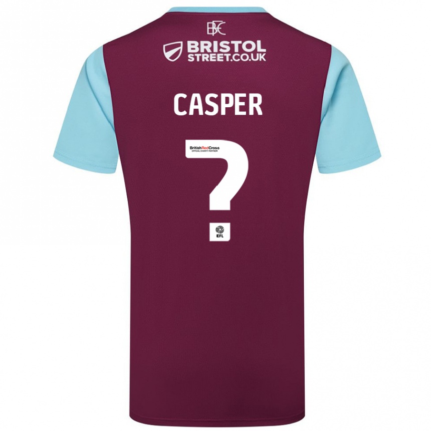 Hombre Fútbol Camiseta Charlie Casper #0 Borgoña Azul Cielo 1ª Equipación 2024/25