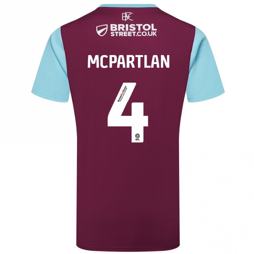 Hombre Fútbol Camiseta Brenna Mcpartlan #4 Borgoña Azul Cielo 1ª Equipación 2024/25