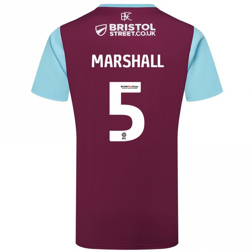 Hombre Fútbol Camiseta Georgia Marshall #5 Borgoña Azul Cielo 1ª Equipación 2024/25