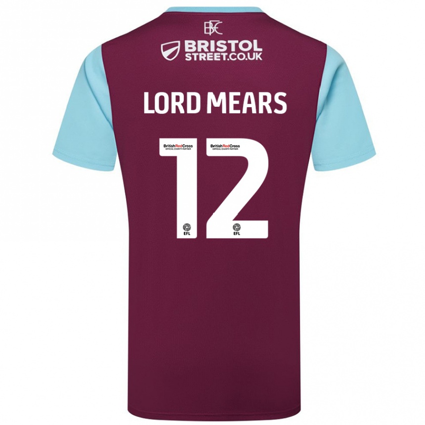 Hombre Fútbol Camiseta Rhema Lord-Mears #12 Borgoña Azul Cielo 1ª Equipación 2024/25