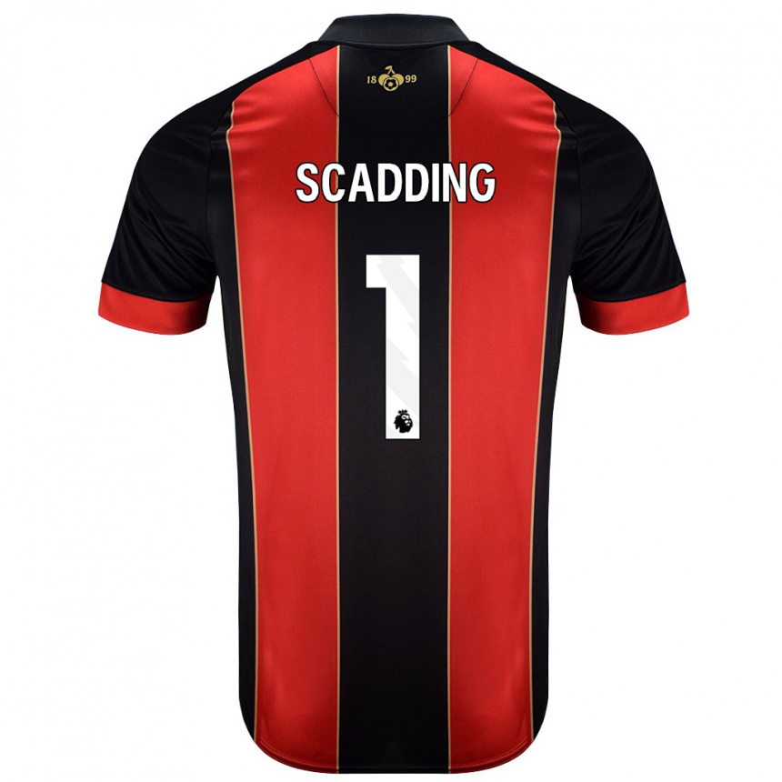 Hombre Fútbol Camiseta Katie Scadding #1 Rojo Negro 1ª Equipación 2024/25