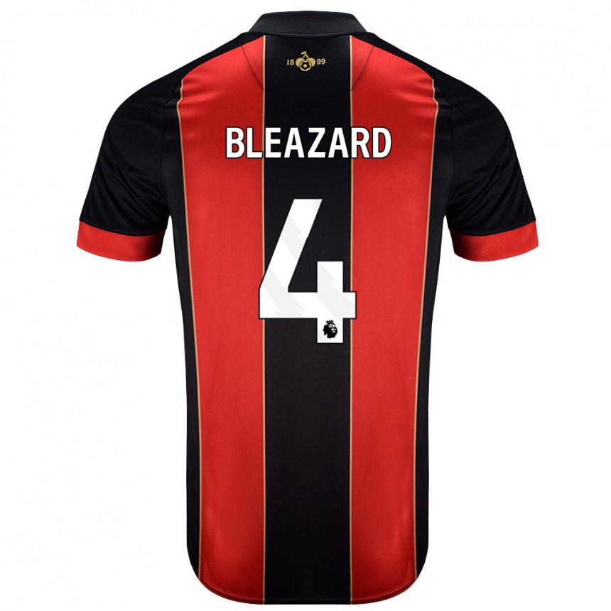 Hombre Fútbol Camiseta Helen Bleazard #4 Rojo Negro 1ª Equipación 2024/25