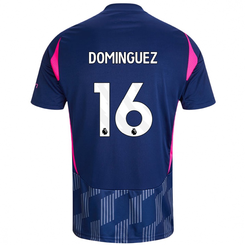 Hombre Fútbol Camiseta Nicolás Domínguez #16 Azul Real Rosa 2ª Equipación 2024/25