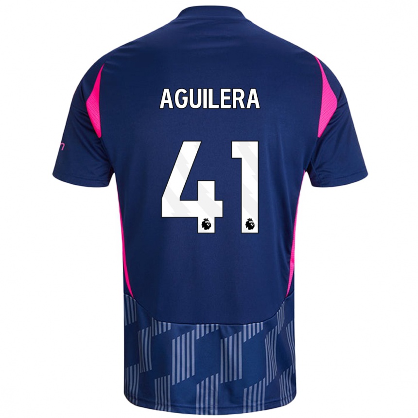 Hombre Fútbol Camiseta Brandon Aguilera #41 Azul Real Rosa 2ª Equipación 2024/25