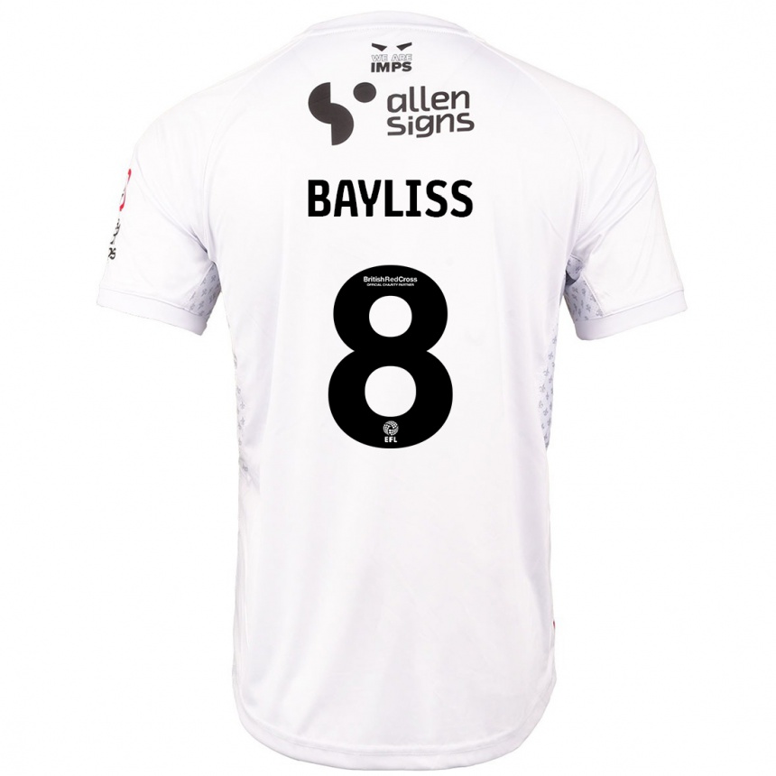 Hombre Fútbol Camiseta Tom Bayliss #8 Rojo Blanco 2ª Equipación 2024/25