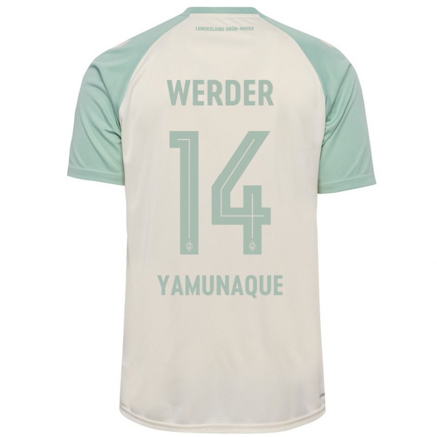 Hombre Fútbol Camiseta Rafael Pascual Ramirez Yamunaque #14 Blanquecino Verde Claro 2ª Equipación 2024/25