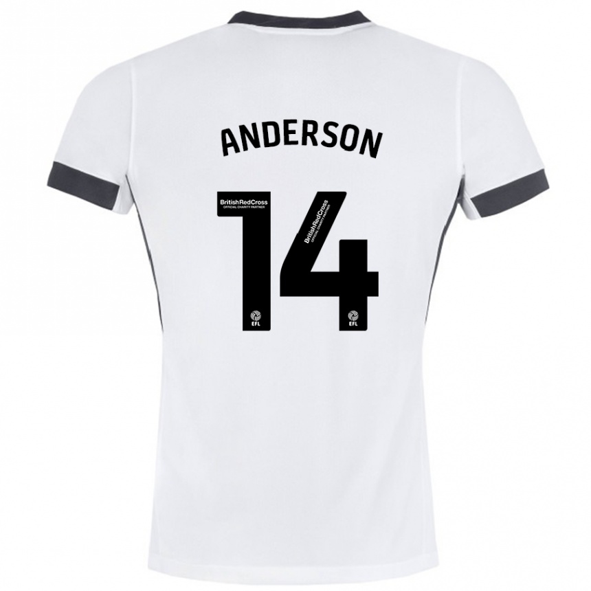 Hombre Fútbol Camiseta Keshi Anderson #14 Blanco Negro 2ª Equipación 2024/25