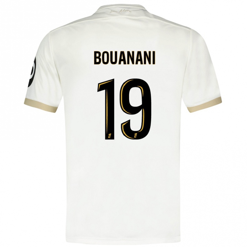 Hombre Fútbol Camiseta Badredine Bouanani #19 Blanco Dorado 2ª Equipación 2024/25