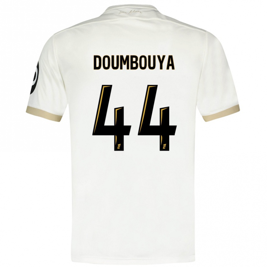 Hombre Fútbol Camiseta Amidou Doumbouya #44 Blanco Dorado 2ª Equipación 2024/25