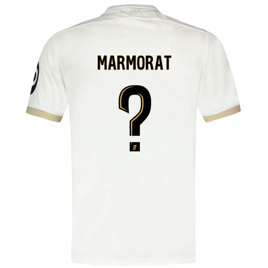 Hombre Fútbol Camiseta Mathéo Marmorat #0 Blanco Dorado 2ª Equipación 2024/25