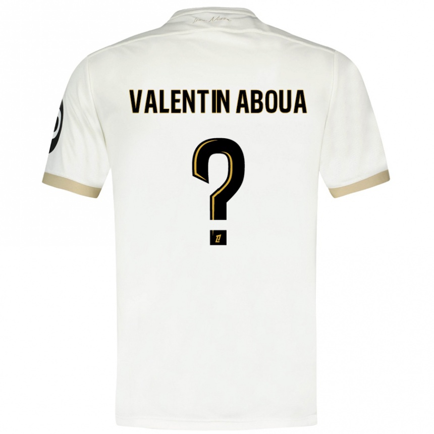 Hombre Fútbol Camiseta Louis Valentin Aboua #0 Blanco Dorado 2ª Equipación 2024/25