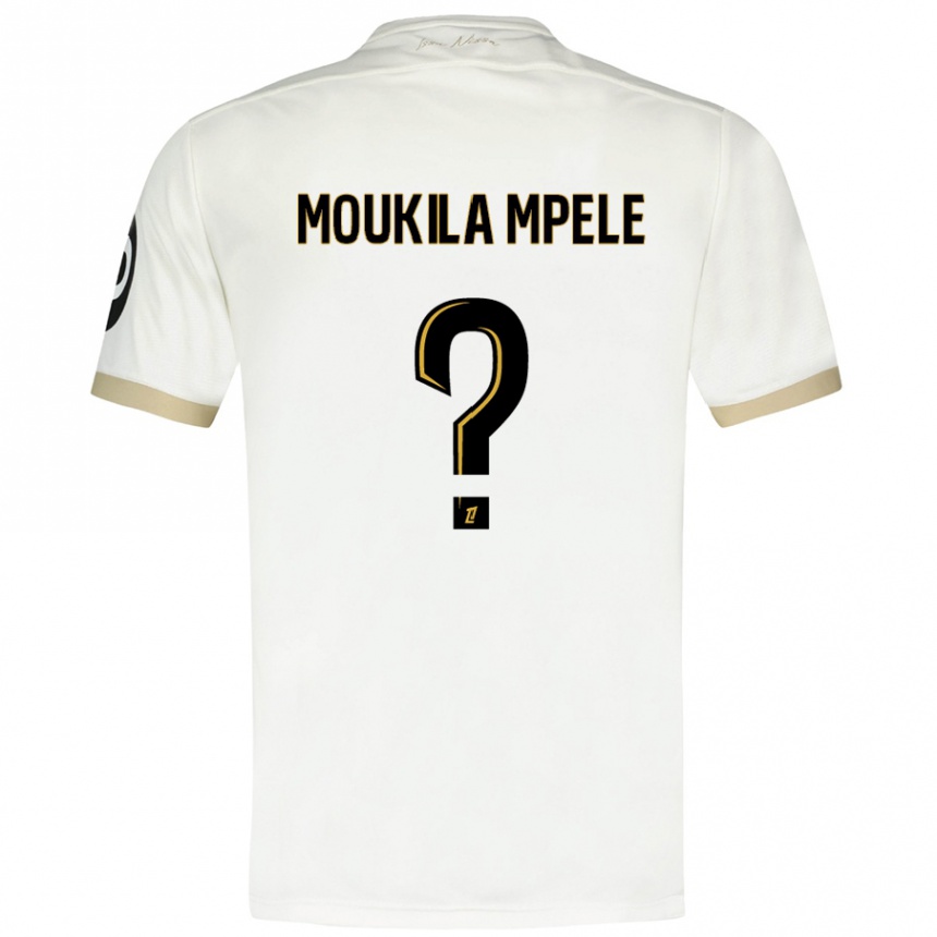 Hombre Fútbol Camiseta Beny Moukila Mpele #0 Blanco Dorado 2ª Equipación 2024/25