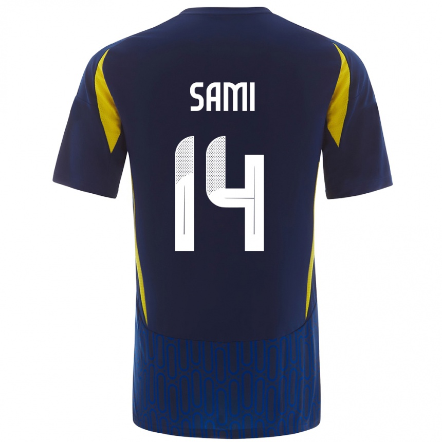 Hombre Fútbol Camiseta Sami Al-Najei #14 Azul Amarillo 2ª Equipación 2024/25