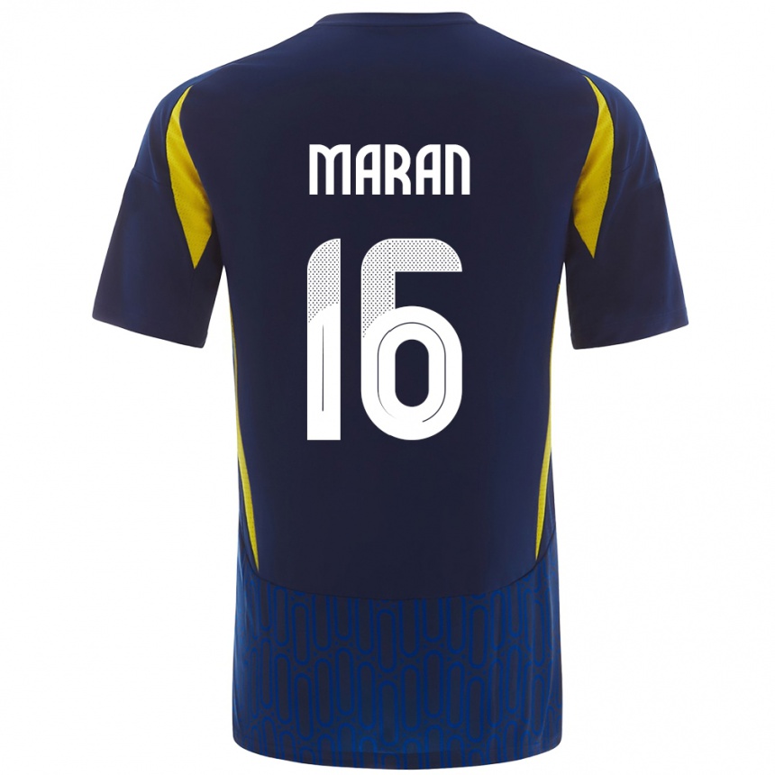 Hombre Fútbol Camiseta Mohammed Maran #16 Azul Amarillo 2ª Equipación 2024/25