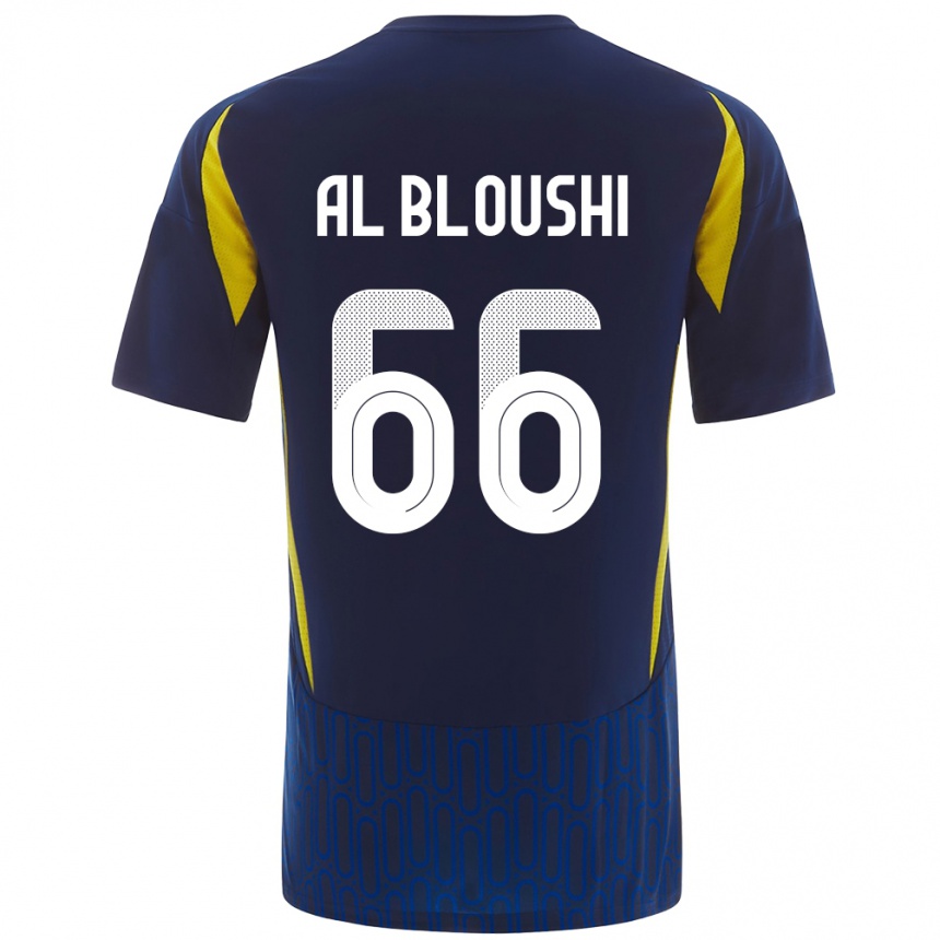 Hombre Fútbol Camiseta Reem Al-Bloushi #66 Azul Amarillo 2ª Equipación 2024/25