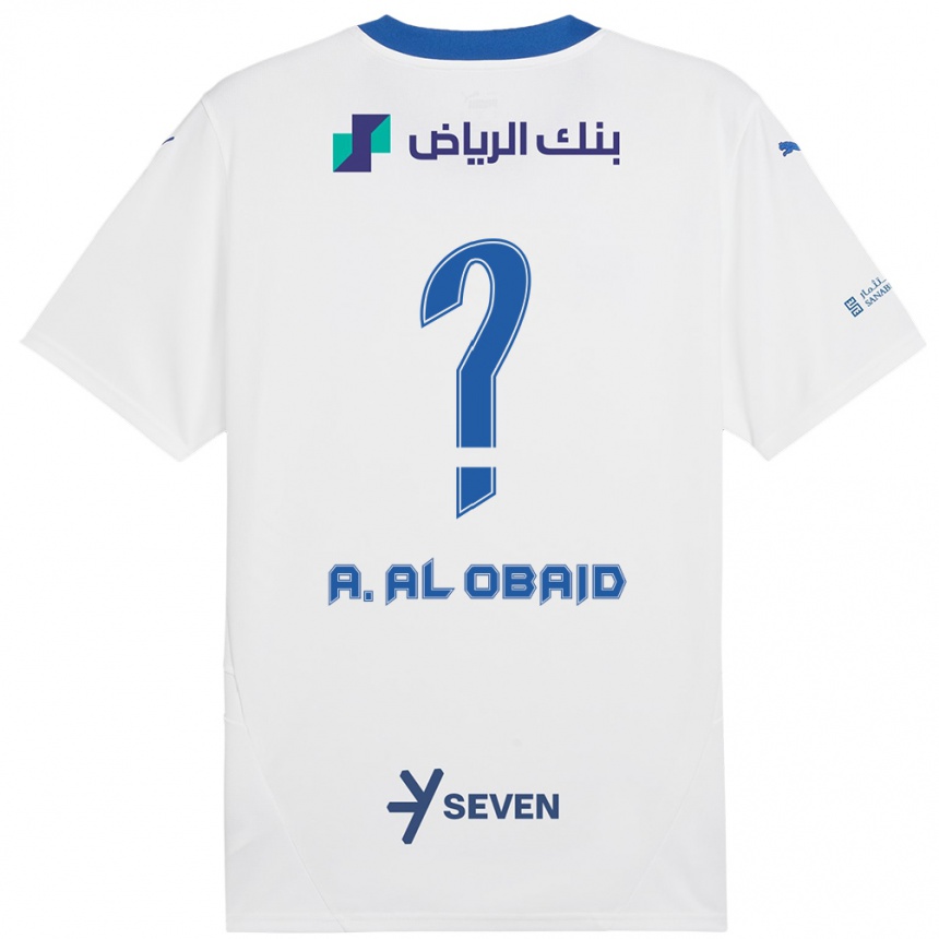 Hombre Fútbol Camiseta Abdulrahman Al-Obaid #0 Blanco Azul 2ª Equipación 2024/25