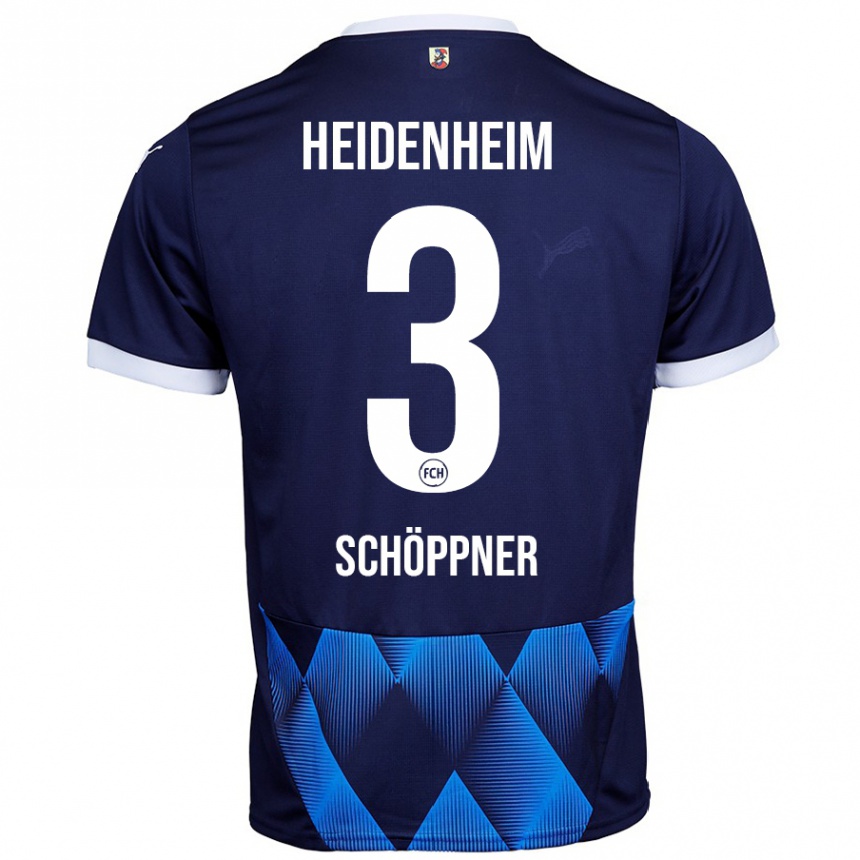 Hombre Fútbol Camiseta Jan Schöppner #3 Azul Marino Oscuro 2ª Equipación 2024/25