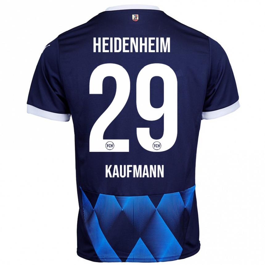 Hombre Fútbol Camiseta Mikkel Kaufmann #29 Azul Marino Oscuro 2ª Equipación 2024/25