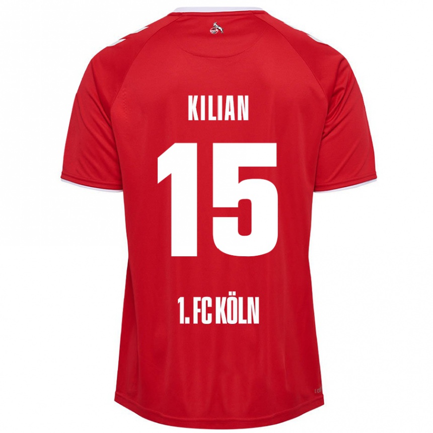 Hombre Fútbol Camiseta Luca Kilian #15 Rojo Blanco 2ª Equipación 2024/25