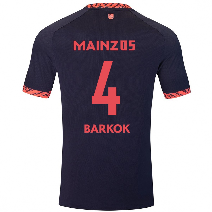 Hombre Fútbol Camiseta Aymen Barkok #4 Azul Coral Rojo 2ª Equipación 2024/25