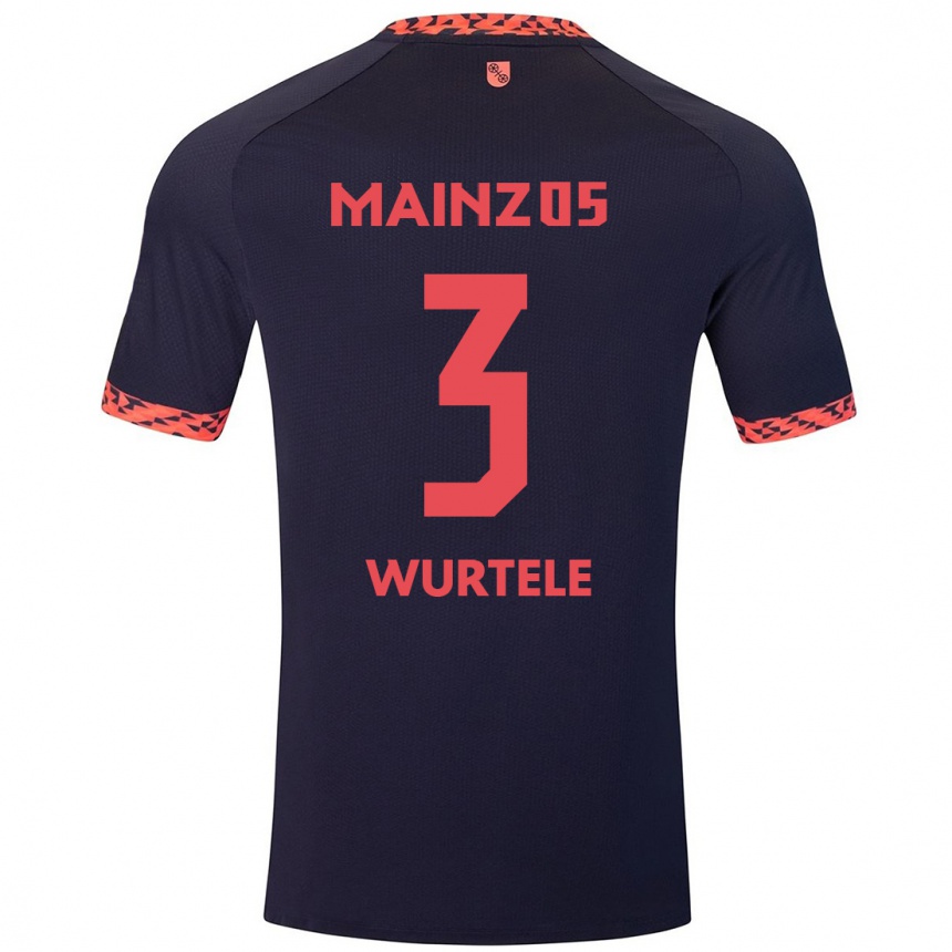 Hombre Fútbol Camiseta Fabienne Würtele #3 Azul Coral Rojo 2ª Equipación 2024/25