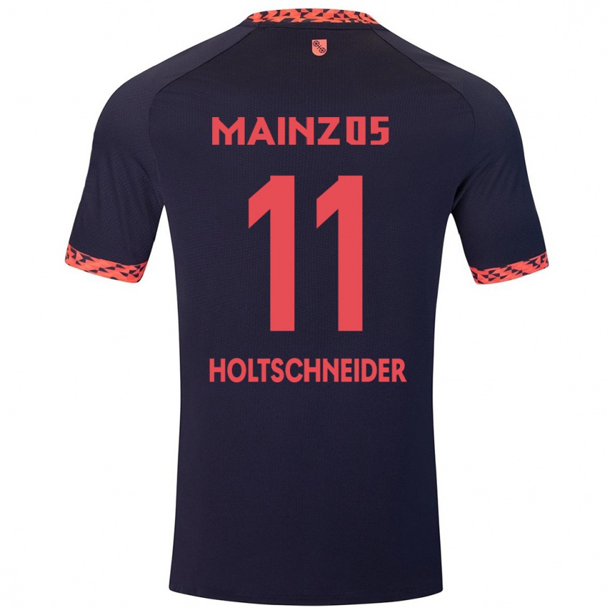 Hombre Fútbol Camiseta Hannah Holtschneider #11 Azul Coral Rojo 2ª Equipación 2024/25