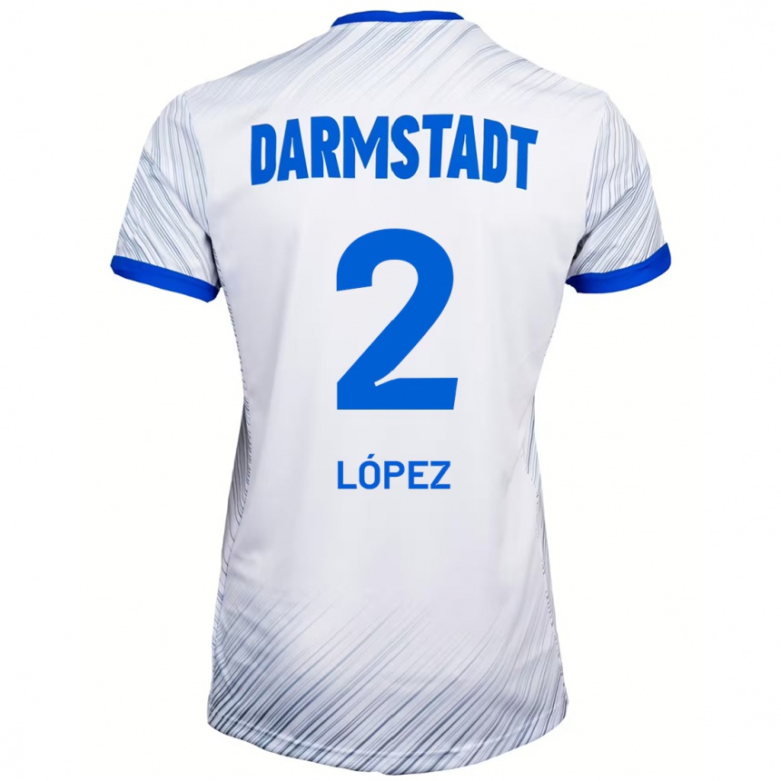 Hombre Fútbol Camiseta Sergio López #2 Blanco Azul 2ª Equipación 2024/25