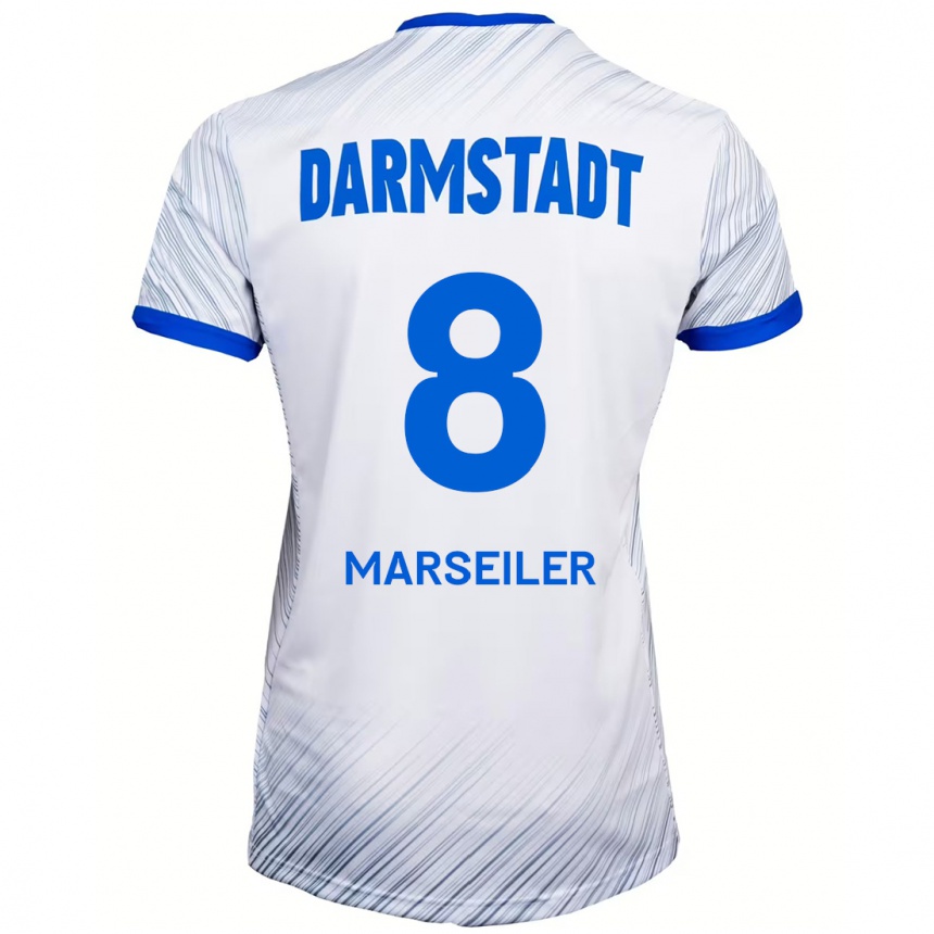 Hombre Fútbol Camiseta Luca Marseiler #8 Blanco Azul 2ª Equipación 2024/25