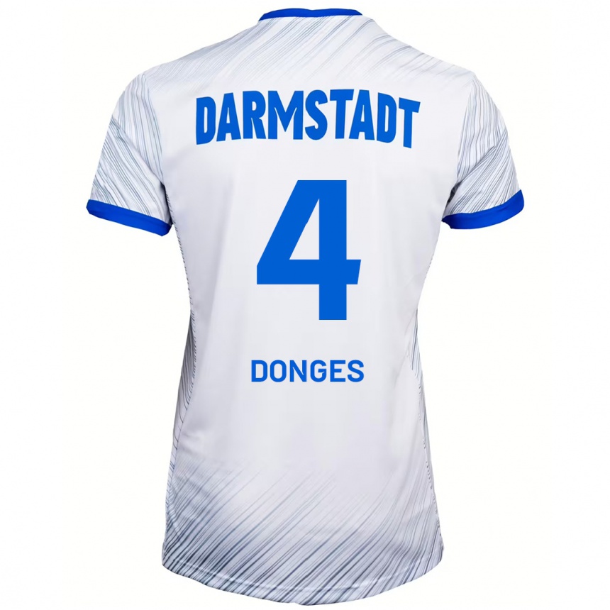 Hombre Fútbol Camiseta Julian Donges #4 Blanco Azul 2ª Equipación 2024/25