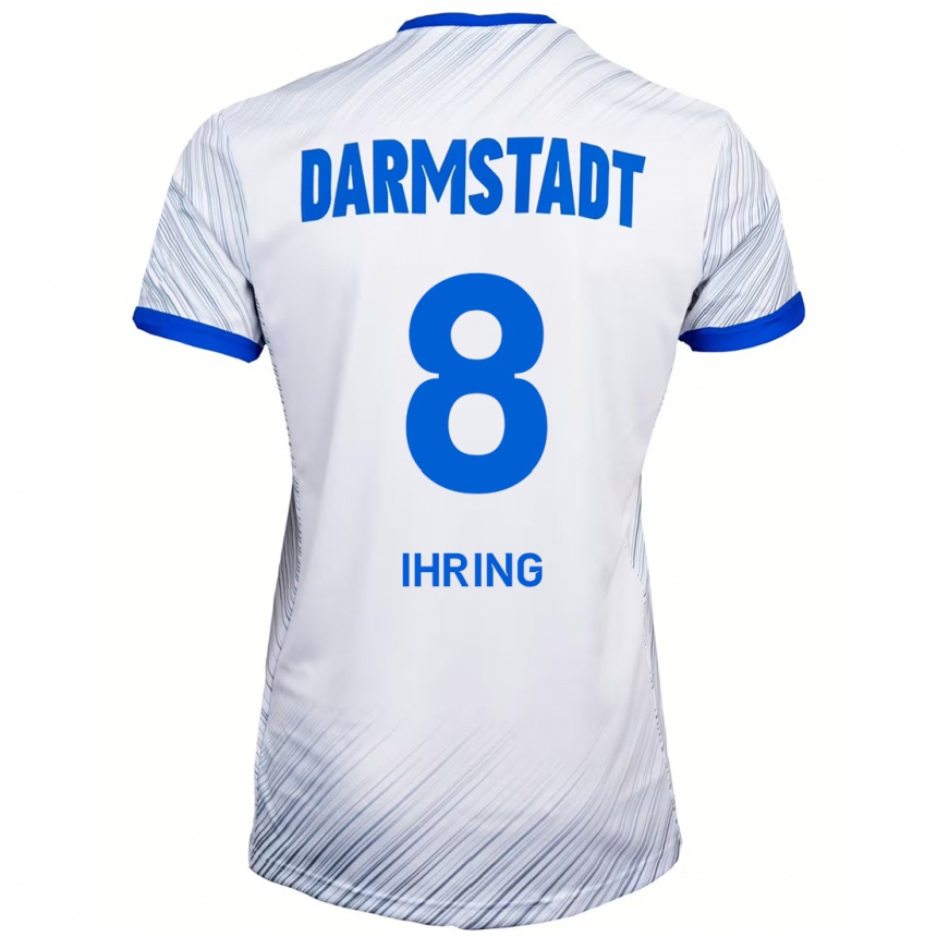 Hombre Fútbol Camiseta Janis Ihring #8 Blanco Azul 2ª Equipación 2024/25