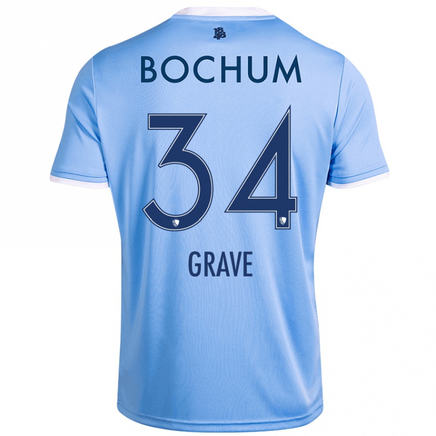 Hombre Fútbol Camiseta Paul Grave #34 Azul Cielo 2ª Equipación 2024/25