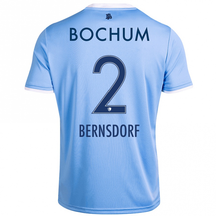 Hombre Fútbol Camiseta Luca Bernsdorf #2 Azul Cielo 2ª Equipación 2024/25