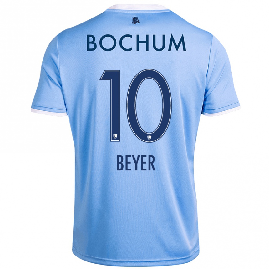 Hombre Fútbol Camiseta Pia Beyer #10 Azul Cielo 2ª Equipación 2024/25