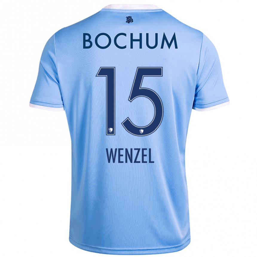 Hombre Fútbol Camiseta Franziska Wenzel #15 Azul Cielo 2ª Equipación 2024/25