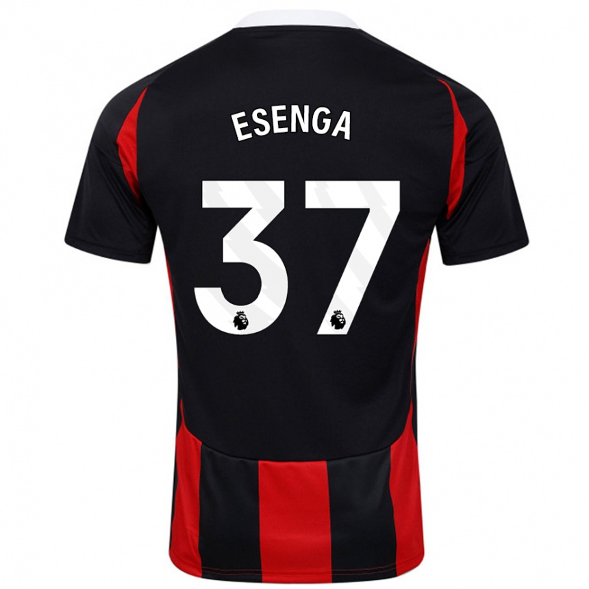 Hombre Fútbol Camiseta Jonathan Esenga #37 Negro Rojo 2ª Equipación 2024/25