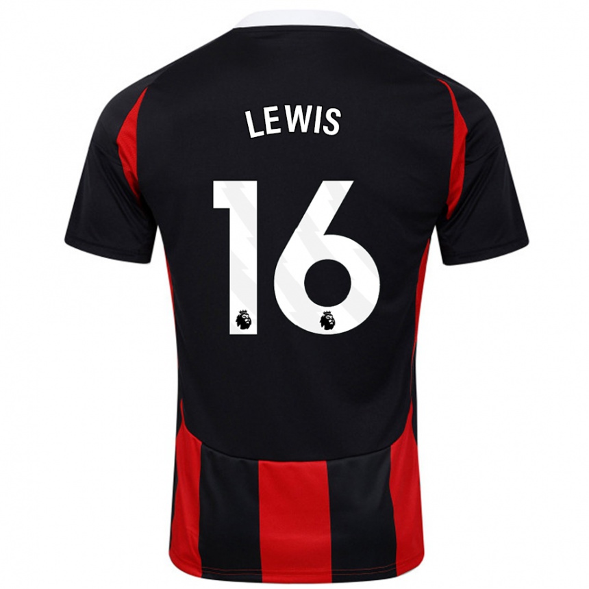 Hombre Fútbol Camiseta Milla Lewis #16 Negro Rojo 2ª Equipación 2024/25