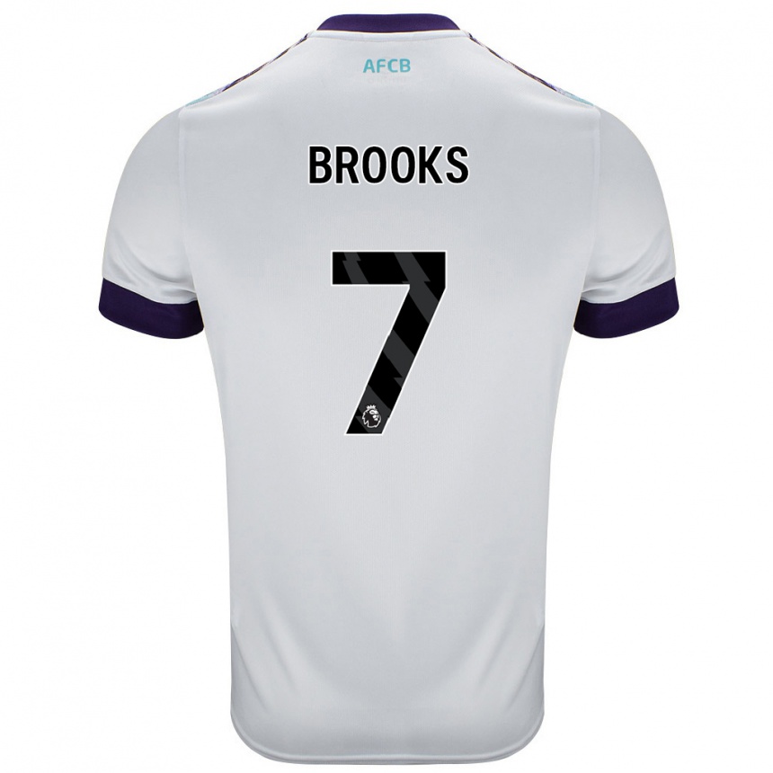 Hombre Fútbol Camiseta David Brooks #7 Blanco Verde Púrpura 2ª Equipación 2024/25