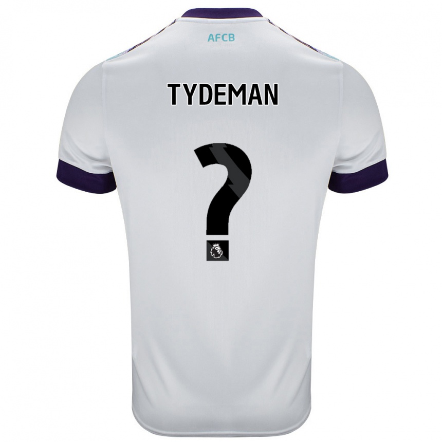 Hombre Fútbol Camiseta Kian Tydeman #0 Blanco Verde Púrpura 2ª Equipación 2024/25