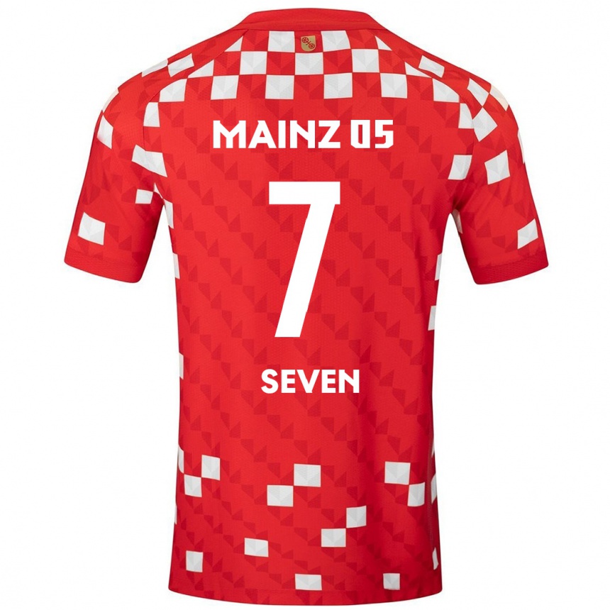 Mujer Fútbol Camiseta Justin Seven #7 Blanco Rojo 1ª Equipación 2024/25