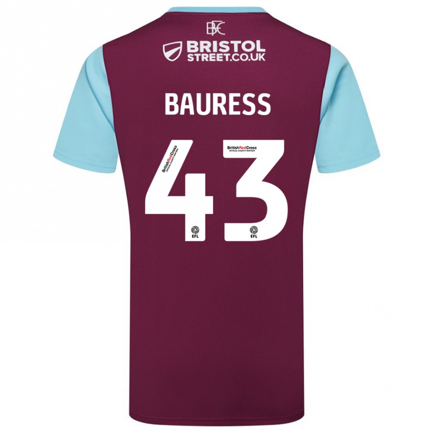 Mujer Fútbol Camiseta Joe Bauress #43 Borgoña Azul Cielo 1ª Equipación 2024/25