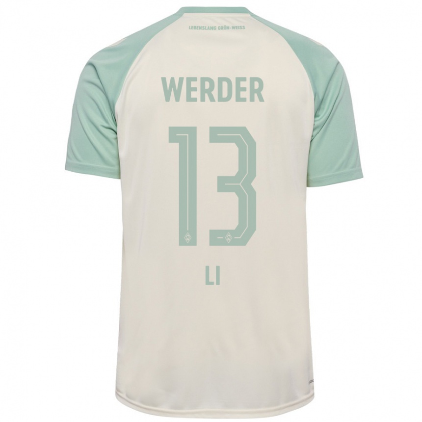 Mujer Fútbol Camiseta Xiancheng Li #13 Blanquecino Verde Claro 2ª Equipación 2024/25