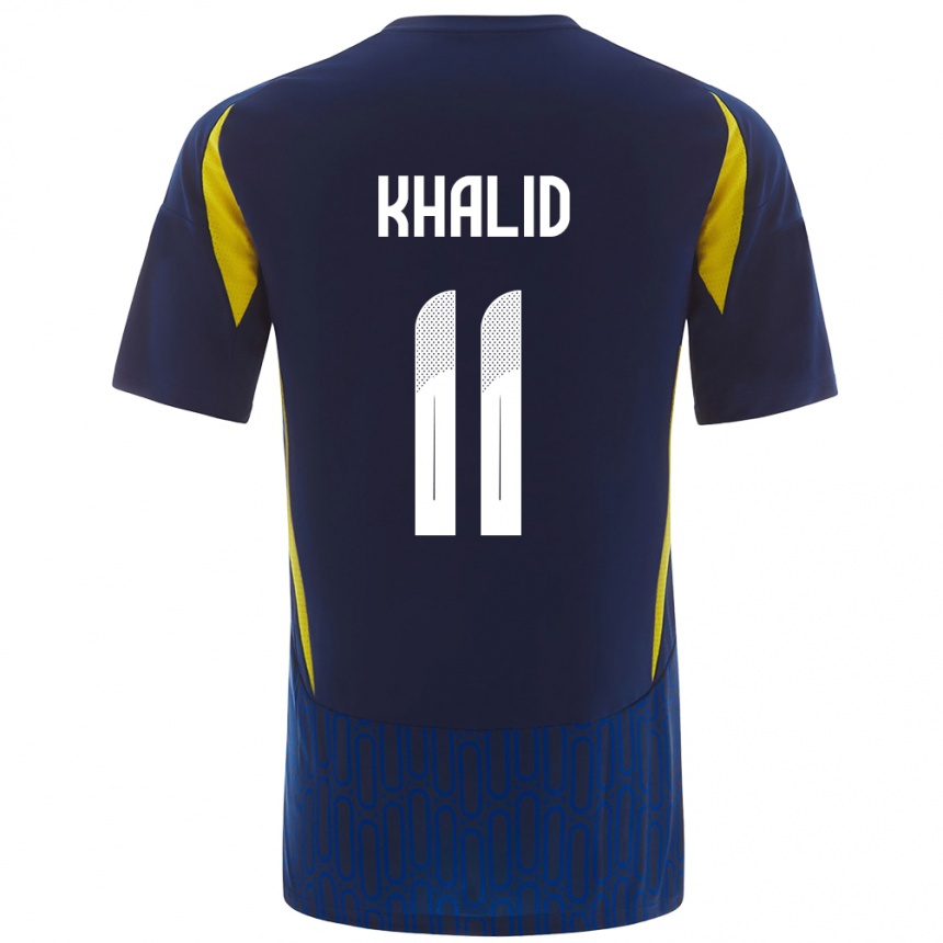 Mujer Fútbol Camiseta Khalid Al-Ghannam #11 Azul Amarillo 2ª Equipación 2024/25