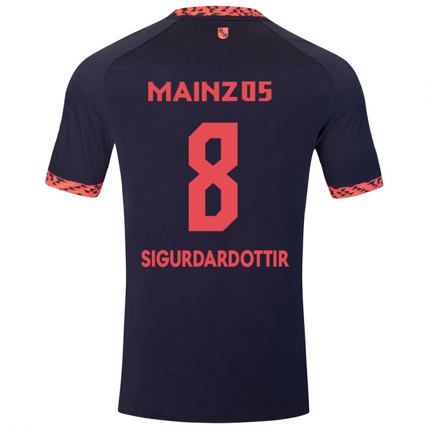 Mujer Fútbol Camiseta Heiðrún Sigurðardóttir #8 Azul Coral Rojo 2ª Equipación 2024/25