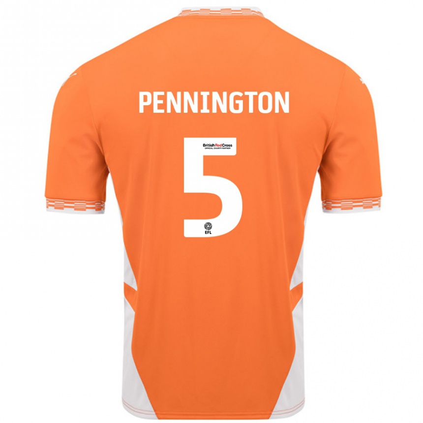 Niño Fútbol Camiseta Matthew Pennington #5 Naranja Blanco 1ª Equipación 2024/25