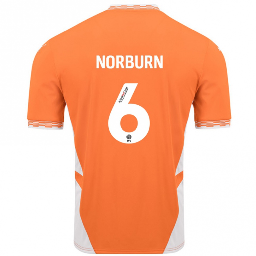 Niño Fútbol Camiseta Oliver Norburn #6 Naranja Blanco 1ª Equipación 2024/25