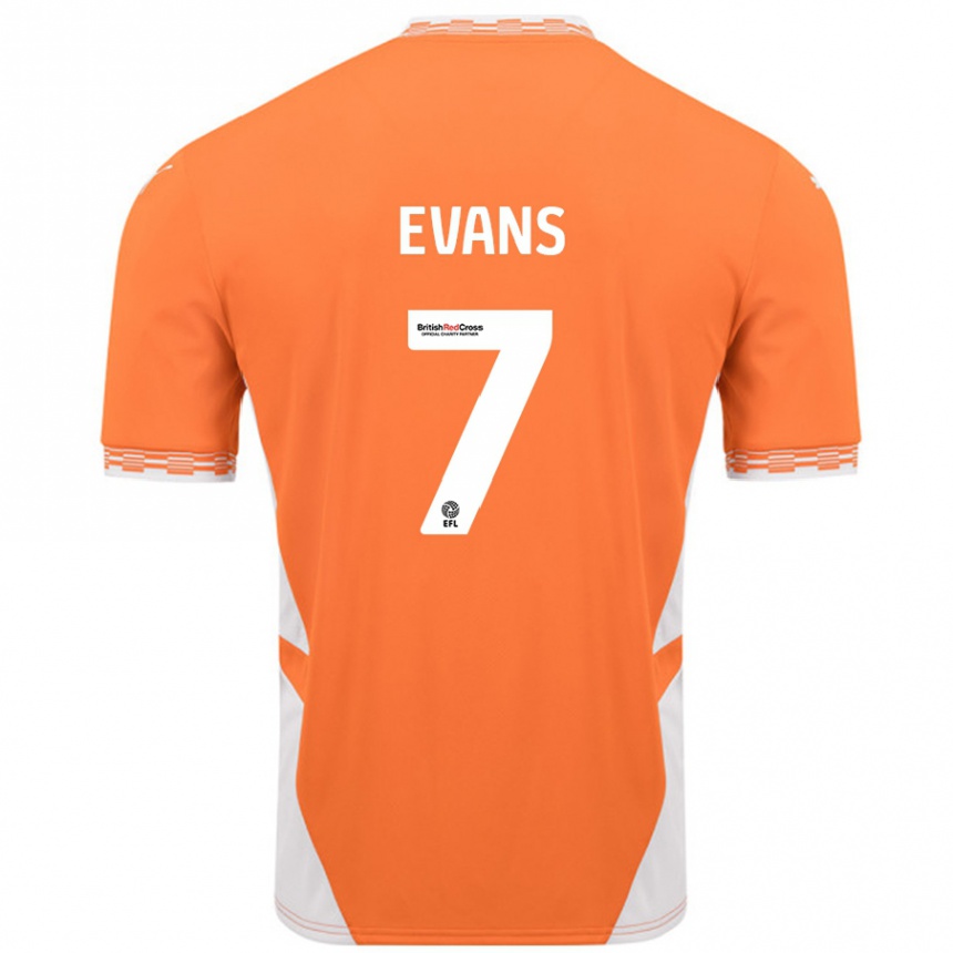 Niño Fútbol Camiseta Lee Evans #7 Naranja Blanco 1ª Equipación 2024/25