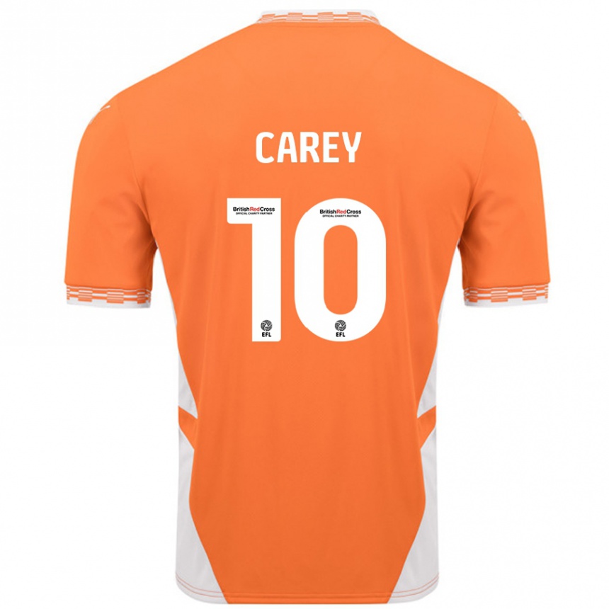 Niño Fútbol Camiseta Sonny Carey #10 Naranja Blanco 1ª Equipación 2024/25