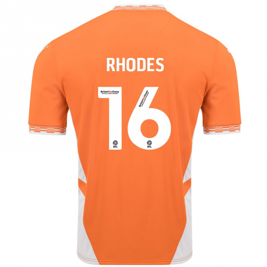 Niño Fútbol Camiseta Jordan Rhodes #16 Naranja Blanco 1ª Equipación 2024/25