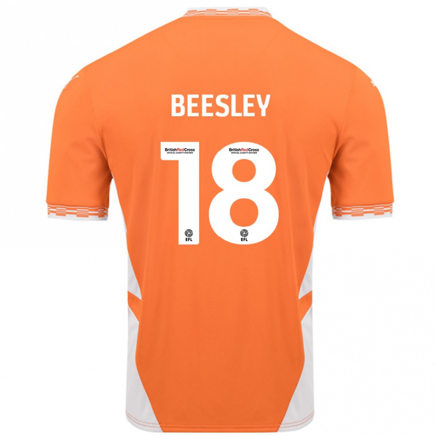 Niño Fútbol Camiseta Jake Beesley #18 Naranja Blanco 1ª Equipación 2024/25